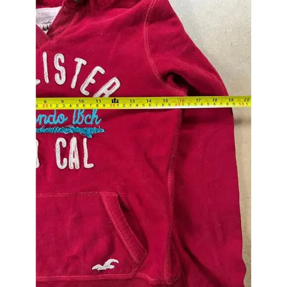 Hollister Womens Small Hoodie Redondo Beach So Cal Red Pockets Sweater - Picture 4 of 7